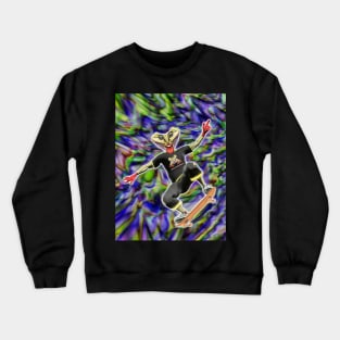 Two Faces Frog On Skateboard color Crewneck Sweatshirt